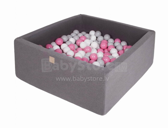 MeowBaby® Color Square Art. 120005 Tamsiai pilkas sausas baseinas su kamuoliukais (500vnt.)