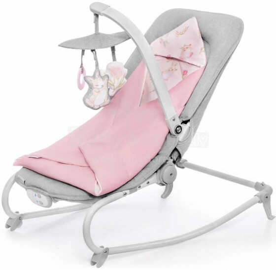 KinderKraft'20 Felio Art.KKBFELOPNK000N Bijūno rožė Stilinga kūdikio supamoji kėdė su muzika ir vibracija