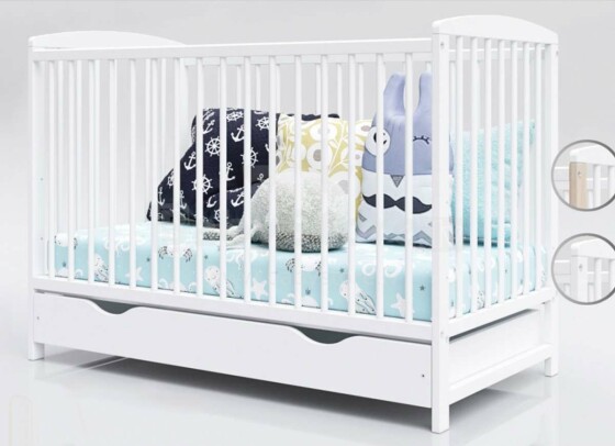 Baby Crib Club Wood Kacper Art.120611 Natural Bērnu dabīga kokā gultiņa ar kasti 120x60cm