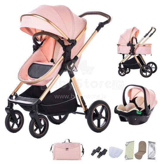 Kidsworld Bebby 3 in 1 Art.D-2 Pink  Universālie rati 3in1