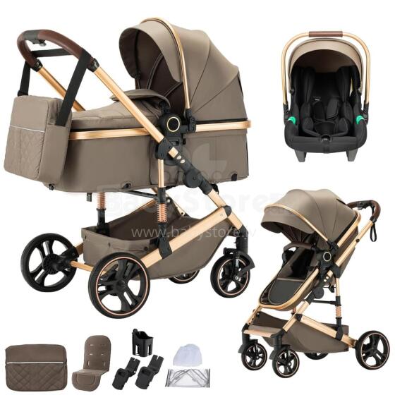 Kidsworld Bebby 3 in 1 Art.H-9 Brown  Universālie rati 3in1