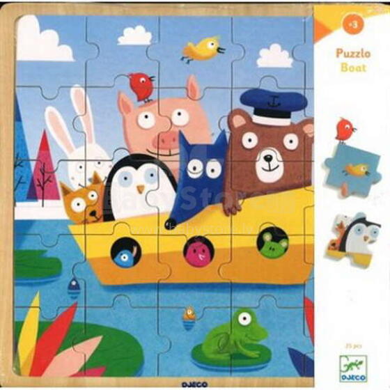 Djeco Art.DJ01816 Bērnu koka puzle Boat 25gab.