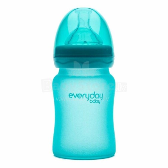 Everyday Baby  Glass Heat  Sensing   Art.10203 Turquoise  Стеклянная  бутылочка для кормления с индикатором температуры 150 мл.