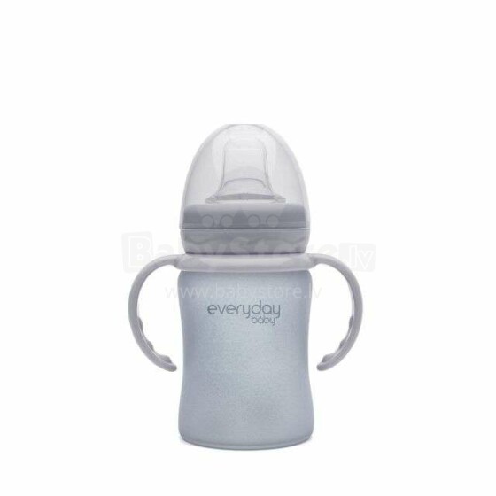 Everyday Baby  Glass Sippy Cup   Art.10311 Quiet Grey  Стеклянная  бутылочка для кормления с ручками,150 мл