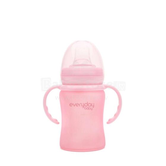 Everyday Baby  Glass Sippy Cup   Art.10308 Rose Pink Anti-koliku stikla barošanas pudele  ar  rokturiem, 150ml