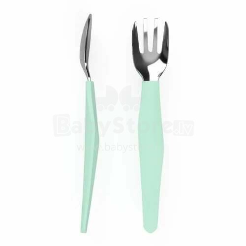 Everyday Baby Steel  Cutlery Art.10506 Mint Green  Ложечка и вилочка с нержавеющей стали