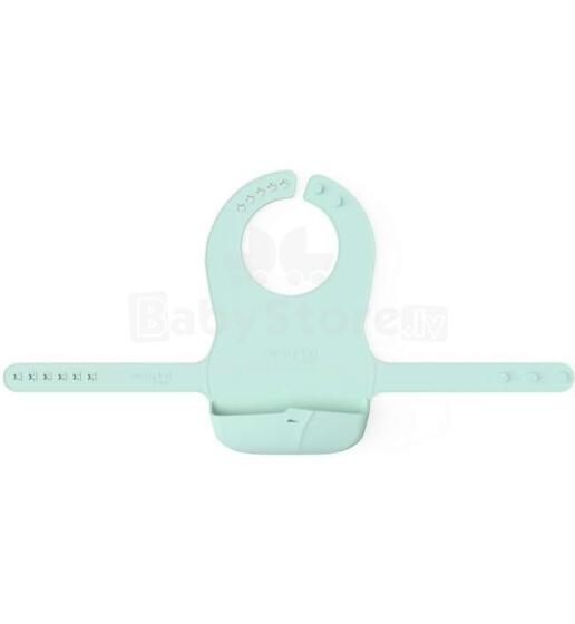 Everyday Baby Silicone Bib  Art.10521 Mint Green  Силиконовый, мягкий нагрудник с кармашкам и картинками, 6+m.1 шт.