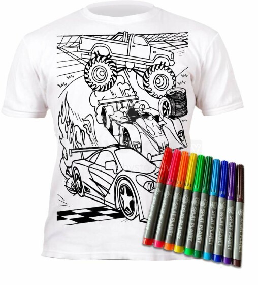 Splat Planet T-Shirt Cars Art.SP70051 Детская футболка с фломастерами