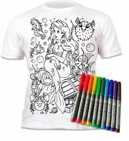 Splat Planet T-Shirt Mermaid Art.SP70259  Детская футболка с фломастерами