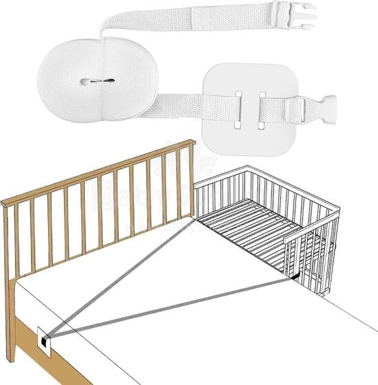 Kidsworld Strap for Baby Cot Art.121970 ремень для боковой кровати для пружинных кроватей, стыкующийся со взрослой кроватью (белый)