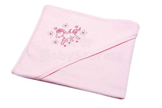 Dvielis frotē ar kapuci LITTLE HORSE pink  80x80 cm (Ankras)