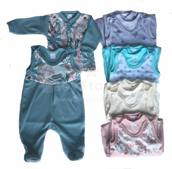 „Zuzia Classic Art.508“ vaikų rinkinys - medvilniniai kūdikių marškiniai ir ropliai