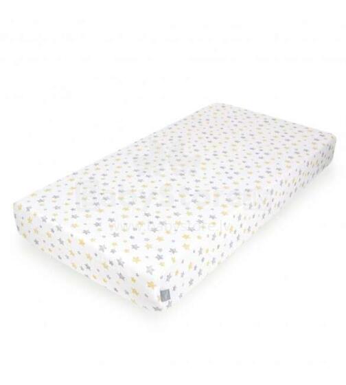 Palags jersī ar gumiju YELLOW STARS 120x60 cm CEBA BABY (823)