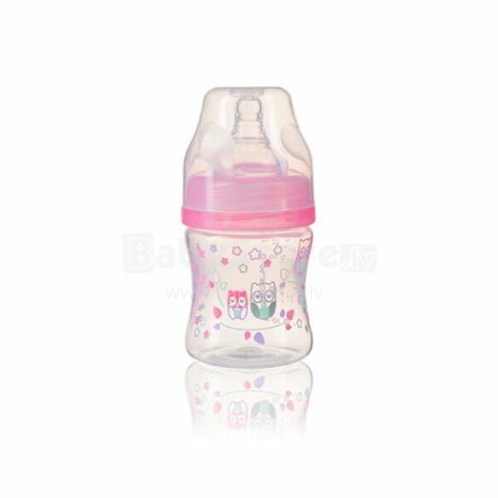 Butelis su plokščiu kaklu 120 ml BabyOno 402/02 rožinis