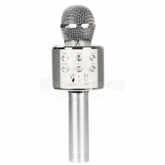 TLC Baby Microfone Art.WS-858 Sudrabs Микрофон для караоке с эффектами изменения голоса