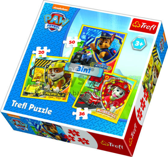 TREFL Pužļu komplekts "3 in 1" Paw Patrol