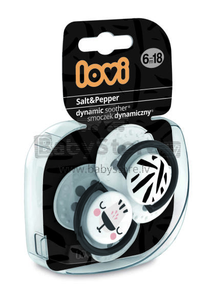 LOVI silicone dynamic soother Salt&Pepper 6-18m, 2 pcs, 22/879