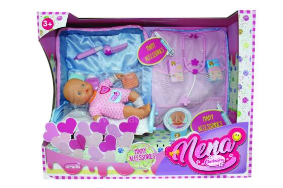 BAMBOLINA ārsta komplekts ar 32cm bērnna lelli Nena, mugursoma+aksesuāri, BD119