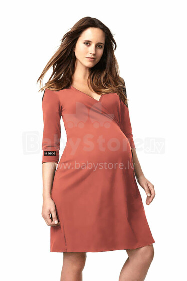 La Bebe™ Nursing Cotton Dress Donna Art.127325 Coral Red Pirms/Pēc dzemdību kleita/halāts
