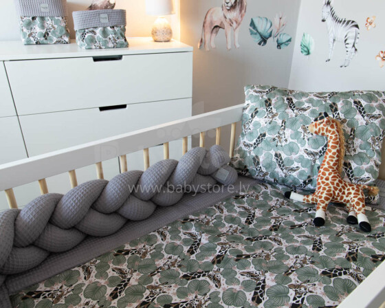 Baby Love Premium Safari Giraffe Art.127375 Mazuļu kokvilnas gultas veļas komplekts no 2 daļām [virspalags ar spilventiņu]
