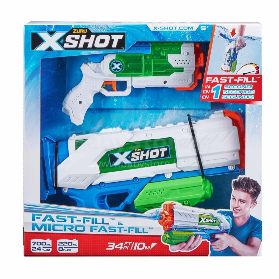 „Fast-Fill X-SHOT“ vandens šautuvų rinkinys yra „Micro Fast-Fill“, 56225
