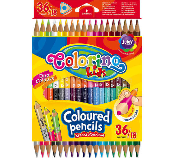COLORINO CREATIVE Trīstūrveida krāsainie zīmuļi 18 gab./36 krāsas, 68512PTR