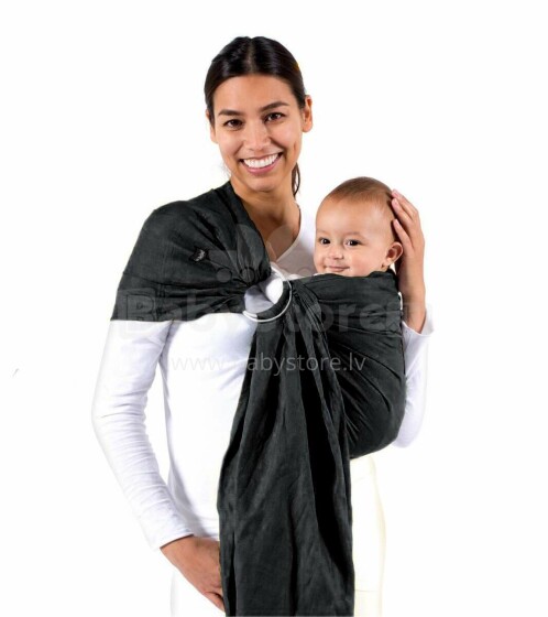 La bebe™ Nursing Sling VIP Linen Art.127911 Black Слинг из натурального льна с кольцами (для детей до 36 месяцев) + мешочек для хранения
