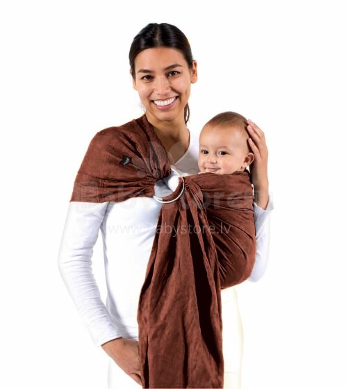 La bebe™ Nursing Sling VIP Linen Art.127913 Brown Слинг - платок с кольцами (для детей до 36 месяцев) + мешочек для хранения