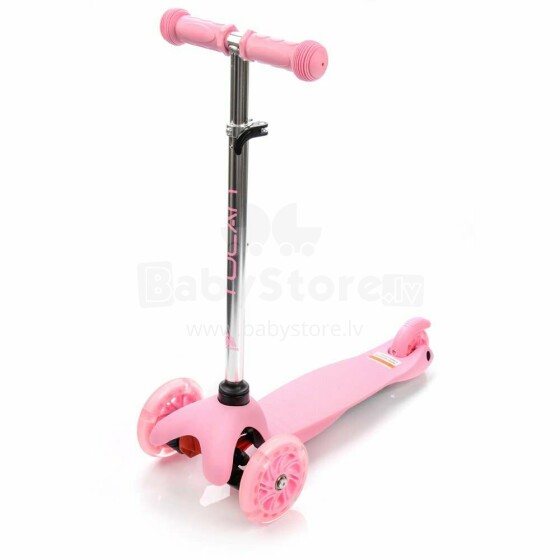 „Meteor®“ paspirtukas „Tucan Led Art.22502“ rožinis vaikiškas motoroleris su kokybiškesniu efektu
