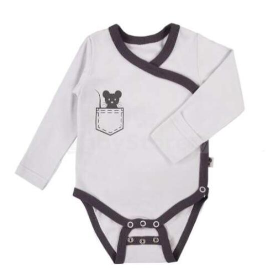 NordBaby Body Kim Art.237308 Foggy Grey Bodijs ar garajām piedurknēm ar spiedpogām