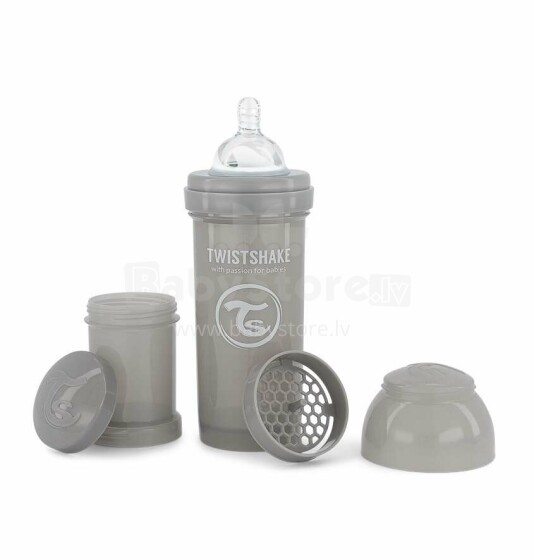 Twistshake Anti Colic Art.128084 Pastel Grey Feeding shaker bottle 260 ml