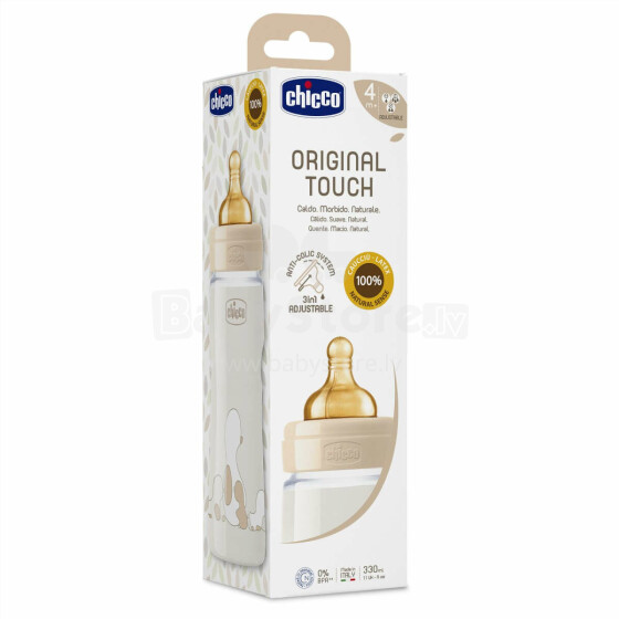 CHICCO Original Touch Lateksa barošanas pudelīte 330 ml