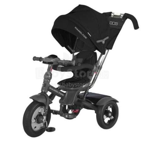 Aga Design Hamilton Air Trike Art.T503 Black  Bērnu interaktīvais trīsritenis ar rokturi , jumtiņu