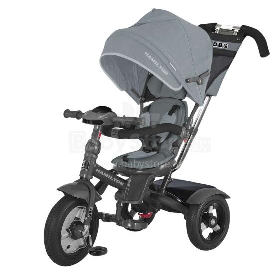 Aga Design Hamilton Air Trike Art.T503 Grey  Bērnu interaktīvais trīsritenis ar rokturi , jumtiņu un piepūšamajiem riteņiem
