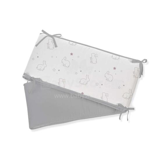NordBaby Cot Bumper Art.129824 Grey/Lilac Print Bērnu gultiņas aizsargapmale 360cm
