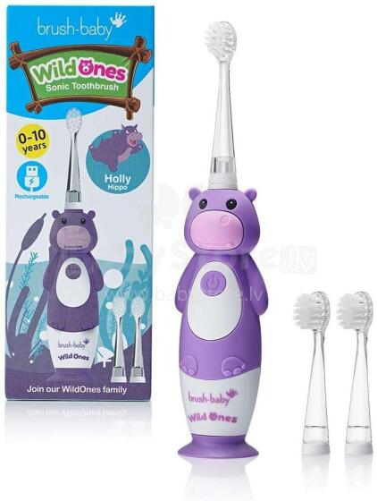 Brush Baby WildOne Hippo Art.BRB236	 lādējama soniskā zobu birste 0-10 gadiem