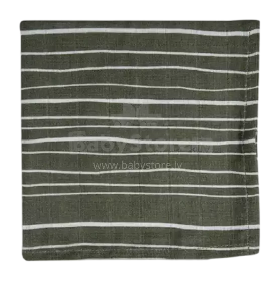 La bebe™ Muslin Mouth Cloth Stripe & Olive Leaf Green GOTS Art.537-848-66094 - Augstākās kvalitātes muslina autiņš sejai, 1 gb. ( 31x31 cm)