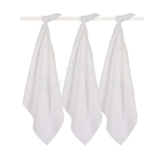 Jollein Muslin White Art.535­-855­-00001 Augstākās kvalitātes muslina ietināšanas autiņš no bambusa, 3 gb. (70x70 cm)