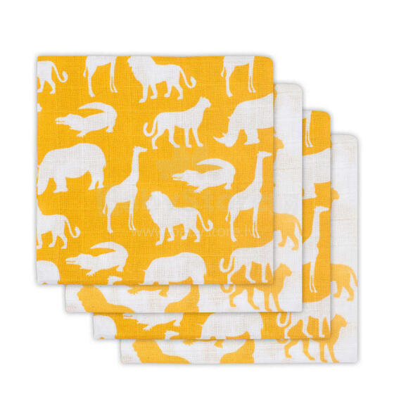 Jollein Muslin Safari  Art.535­-851-­65202  Высококачественная муслиновая пелёнка из бамбука, 4 шт. (70x70 см)