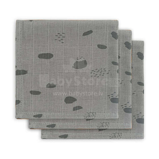 Jollein Muslin Spot Grey  Art.535-­855­-65347 Augstākās kvalitātes muslina ietināšanas autiņš no bambusa, 3 gb. (70x70 cm)