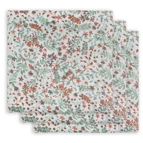 Jollein Muslin Bloom Art.535­-855-­65348 Augstākās kvalitātes muslina ietināšanas autiņš no bambusa, 3 gb. (70x70 cm)