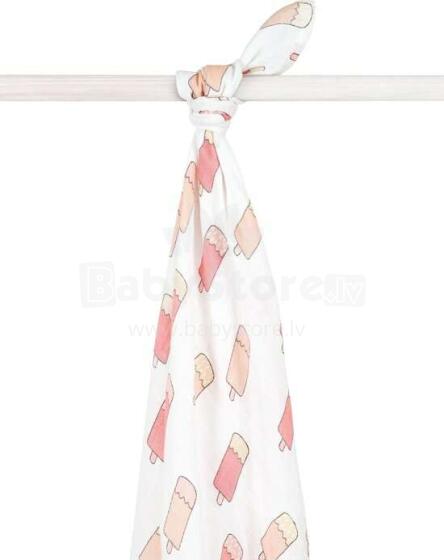 Jollein Hydrophilic Diaper XL  Icecream Peach Art.535-­854­-65276  Высококачественная муслиновая пелёнка из бамбука, 1 шт. (140x200 см)
