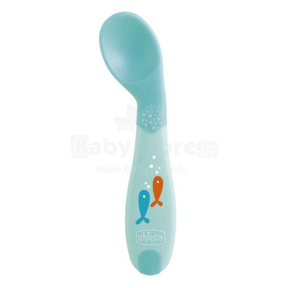 CHICCO Mīksta karotīte 8m+, zila