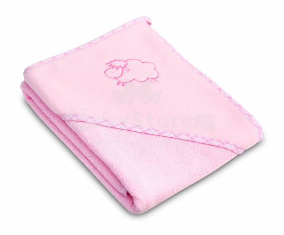 Sensillo Towel Art.130880 Lamb Pink Bērnu kokvilnas dvielis ar kapuci 80x80 cm
