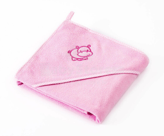 Sensillo Towel Art.SILLO-4173 Hippo Pink Bērnu kokvilnas dvielis ar kapuci 80x80 cm
