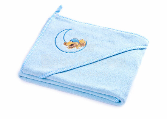 Sensillo Towel Art.130887 Bear Blue Детское хлопковое полотенце с капюшоном, 100x100см