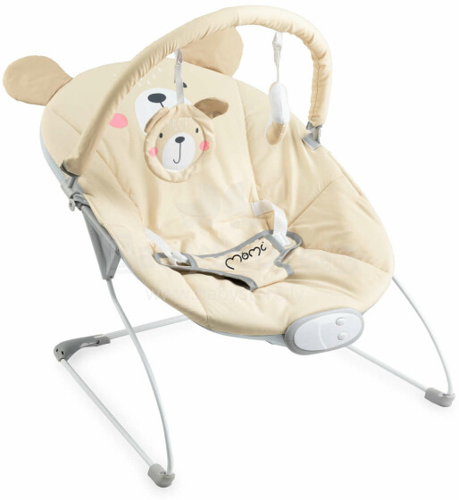 Momi Bouncer Glossy Bear Art.131975 Stilīgs mazuļu šūpuļkrēsls ar mūziku un vibrāciju