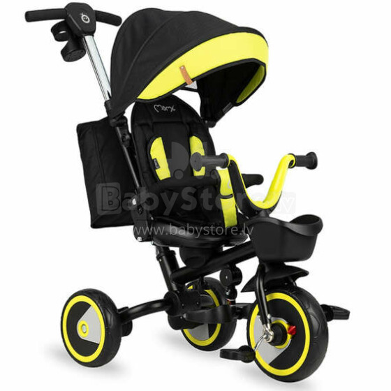 Momi Invidia Art.132004 Yellow  Детский трехколесный  велосипед c  ручкой управления и крышей 5 в 1