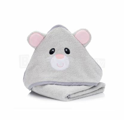 Fillikid Mouse Towel  Art.1033-37  Детский комплект для ванной Махровое Полотенце с капюшоном 75х75 см  + рукавичка для мытья