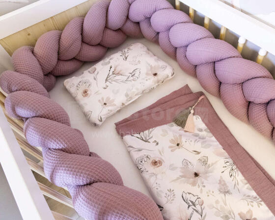La bebe™ Wafel Art.132583 Magnolia Плетёный бортик-охранка (косичка) для кроватки 220 cм